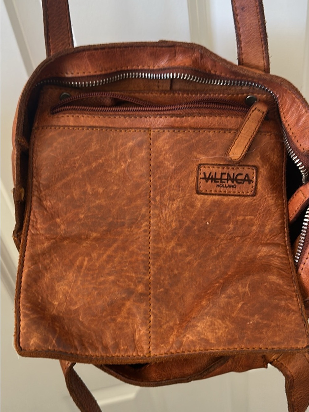 Braided Detail Leather Tote in Cognac Brown - Picture 3 of 4